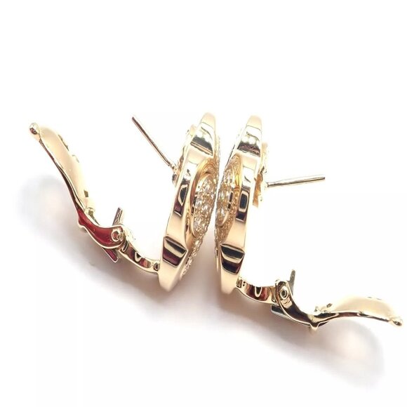 Authentic! Van Cleef & Arpels 18k Yellow Gold Diamond Pure Alhambra Earrings - Picture 5 of 12